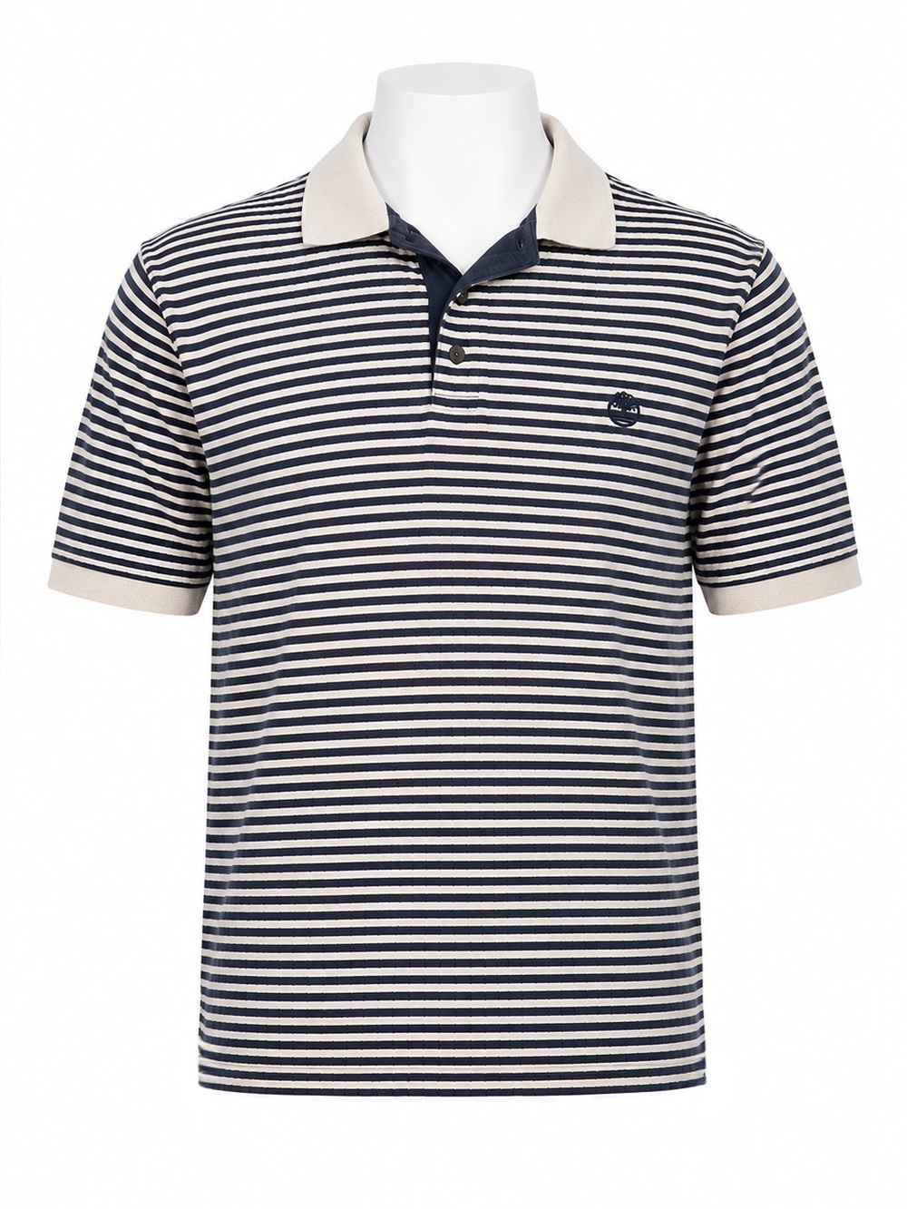 Size M Timberland Men’s Performance‎ Striped Polo Shirt Navy Cream Striped Golf